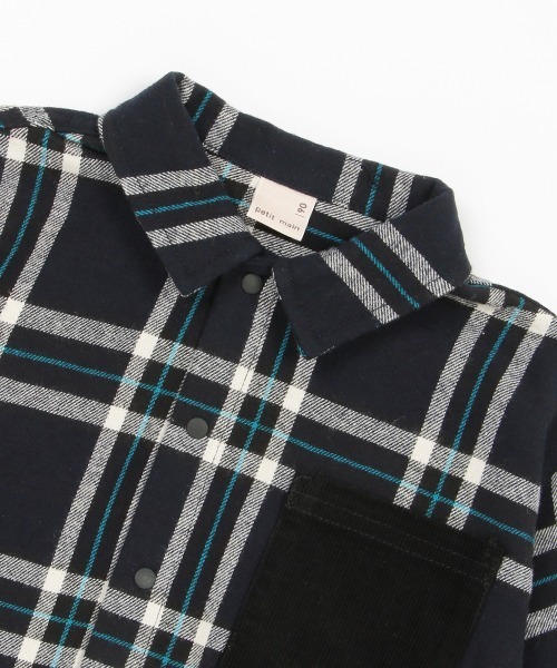 petit main(プティマイン)の「ネルチェックシャツ(シャツ/ブラウス・キッズ・グリーン/ブラック・120cm/90cm/110cm/130cm/80cm/100cm)」の4枚目の写真