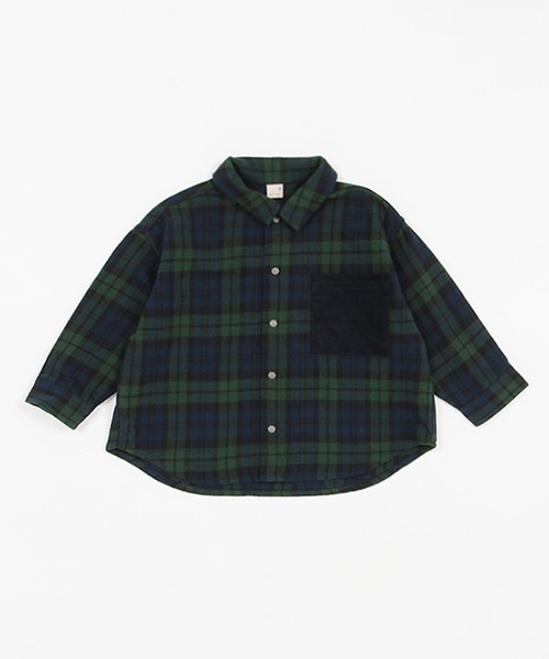 petit main(プティマイン)の「ネルチェックシャツ(シャツ/ブラウス・キッズ・グリーン/ブラック・120cm/90cm/110cm/130cm/80cm/100cm)」の11枚目の写真