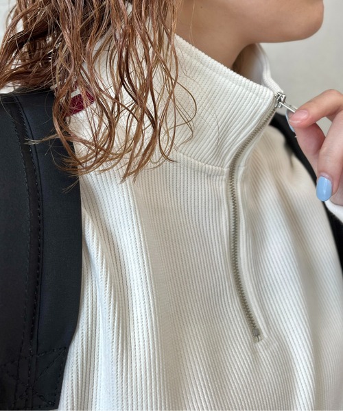 CPCM（シーピーシーエム）の「コーデュロイトラックジャケット（ブルゾン・レディース・アイボリー/オリーブ/グリーン/チャコールグレー・FREE）」の5枚目の写真