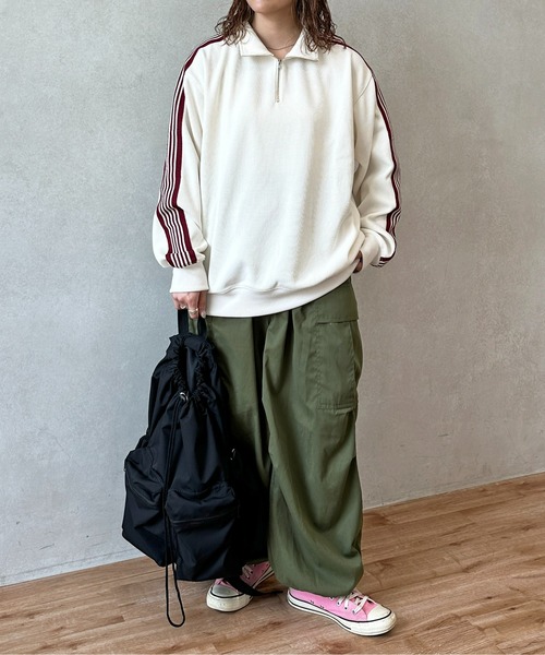 CPCM（シーピーシーエム）の「コーデュロイトラックジャケット（ブルゾン・レディース・アイボリー/オリーブ/グリーン/チャコールグレー・FREE）」の8枚目の写真