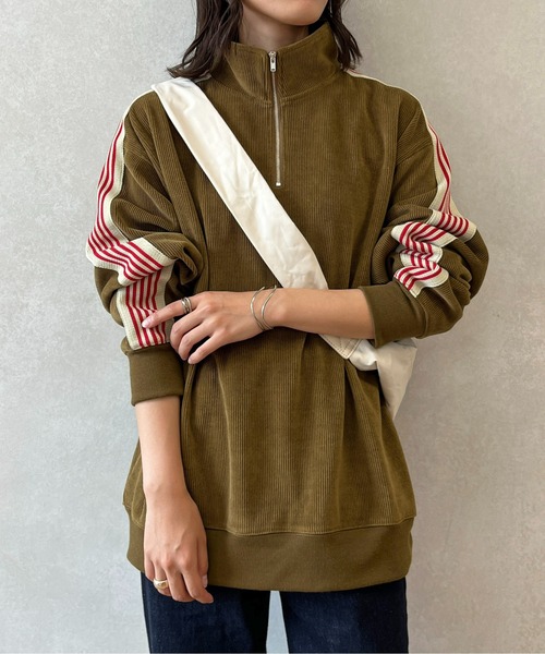 CPCM（シーピーシーエム）の「コーデュロイトラックジャケット（ブルゾン・レディース・アイボリー/オリーブ/グリーン/チャコールグレー・FREE）」の14枚目の写真