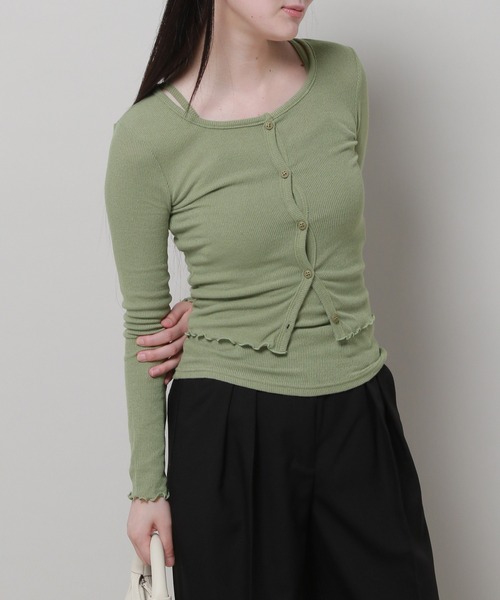 3.3 Field Trip （3.3フィールドトリップ）の「3.3 Field Trip／スリムフィットカーデ SET 2978689（カーディガン/ボレロ・レディース・カーキ/ライトピンク/ブラック・FREE）」の3枚目の写真