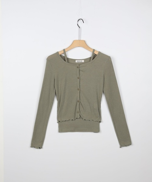 3.3 Field Trip （3.3フィールドトリップ）の「3.3 Field Trip／スリムフィットカーデ SET 2978689（カーディガン/ボレロ・レディース・カーキ/ライトピンク/ブラック・FREE）」の12枚目の写真