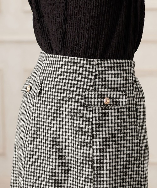 alotta（アロッタ）の「ツイード金ボタンマーメイドスカート（スカート・レディース・ホワイト/ブラウン/ブラック×ホワイト・LL/L/3L/M）」の4枚目の写真
