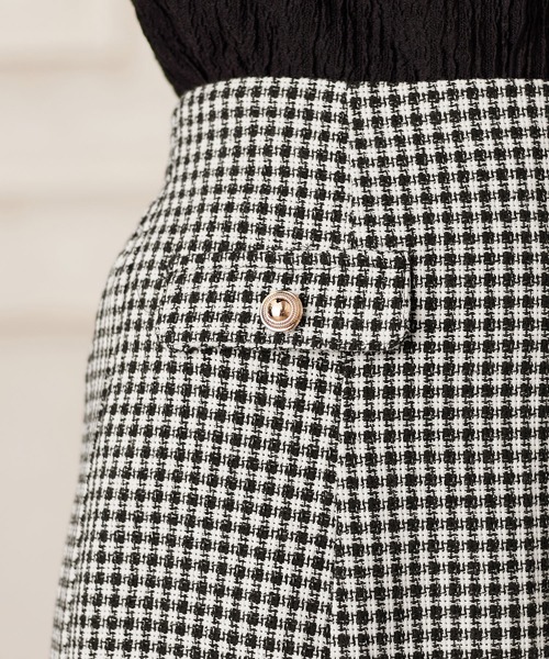 alotta（アロッタ）の「ツイード金ボタンマーメイドスカート（スカート・レディース・ホワイト/ブラウン/ブラック×ホワイト・LL/L/3L/M）」の5枚目の写真