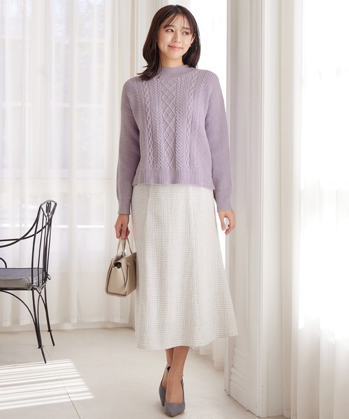 alotta（アロッタ）の「ツイード金ボタンマーメイドスカート（スカート・レディース・ホワイト/ブラウン/ブラック×ホワイト・LL/L/3L/M）」の14枚目の写真