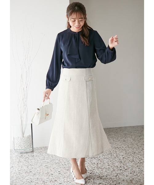 alotta（アロッタ）の「ツイード金ボタンマーメイドスカート（スカート・レディース・ホワイト/ブラウン/ブラック×ホワイト・LL/L/3L/M）」の15枚目の写真