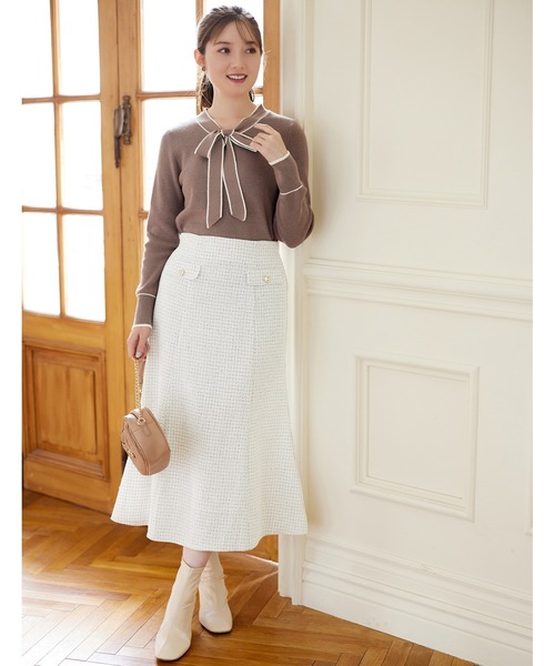 alotta（アロッタ）の「ツイード金ボタンマーメイドスカート（スカート・レディース・ホワイト/ブラウン/ブラック×ホワイト・LL/L/3L/M）」の16枚目の写真