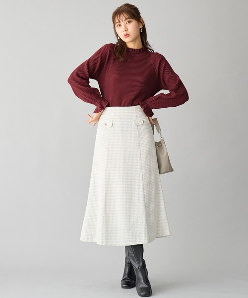 alotta（アロッタ）の「ツイード金ボタンマーメイドスカート（スカート・レディース・ホワイト/ブラウン/ブラック×ホワイト・LL/L/3L/M）」の19枚目の写真