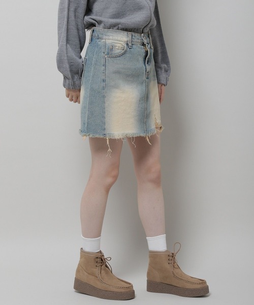 3.3 Field Trip （3.3フィールドトリップ）の「3.3 Field Trip／ダメージデニムスカート  2978697（デニムスカート・レディース・ブラック/ライトブルー・SMALL/MEDIUM）」の7枚目の写真