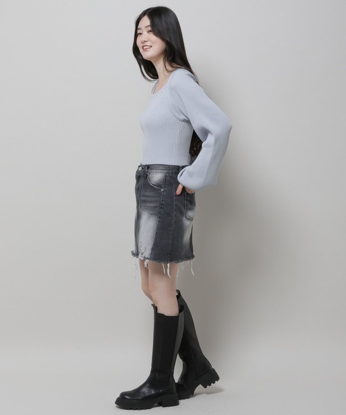 3.3 Field Trip （3.3フィールドトリップ）の「3.3 Field Trip／ダメージデニムスカート  2978697（デニムスカート・レディース・ブラック/ライトブルー・SMALL/MEDIUM）」の10枚目の写真