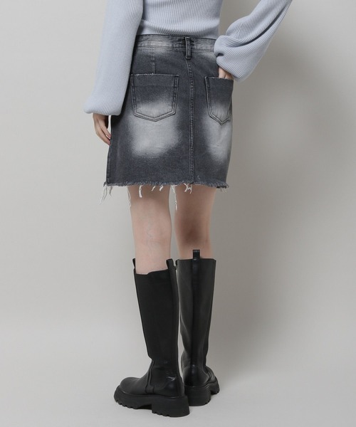 3.3 Field Trip （3.3フィールドトリップ）の「3.3 Field Trip／ダメージデニムスカート  2978697（デニムスカート・レディース・ブラック/ライトブルー・SMALL/MEDIUM）」の12枚目の写真