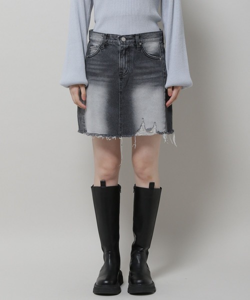 3.3 Field Trip （3.3フィールドトリップ）の「3.3 Field Trip／ダメージデニムスカート  2978697（デニムスカート・レディース・ブラック/ライトブルー・SMALL/MEDIUM）」の13枚目の写真