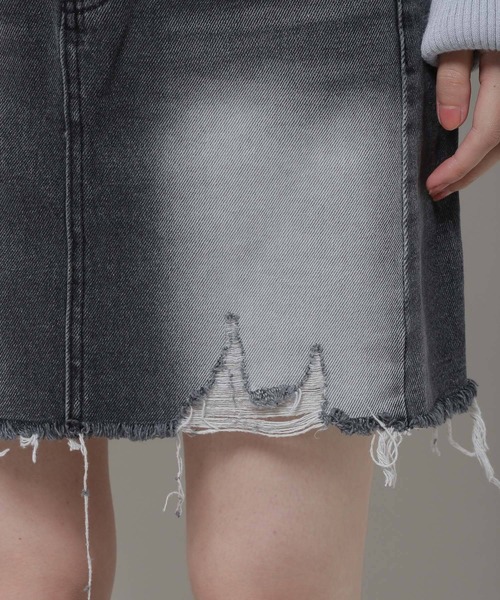 3.3 Field Trip （3.3フィールドトリップ）の「3.3 Field Trip／ダメージデニムスカート  2978697（デニムスカート・レディース・ブラック/ライトブルー・SMALL/MEDIUM）」の21枚目の写真