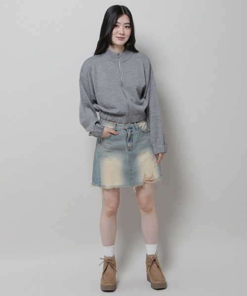 3.3 Field Trip （3.3フィールドトリップ）の「3.3 Field Trip／ダメージデニムスカート  2978697（デニムスカート・レディース・ブラック/ライトブルー・SMALL/MEDIUM）」の3枚目の写真