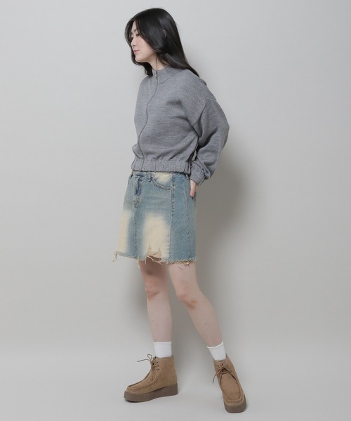 3.3 Field Trip （3.3フィールドトリップ）の「3.3 Field Trip／ダメージデニムスカート  2978697（デニムスカート・レディース・ブラック/ライトブルー・SMALL/MEDIUM）」の4枚目の写真