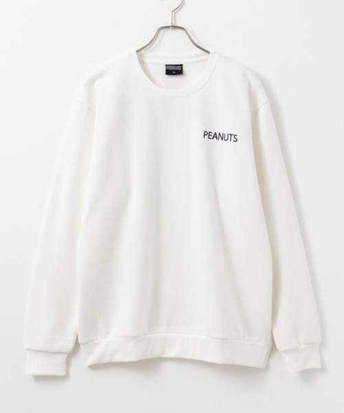 PEANUTS(ピーナッツ)の「PEANUTS SNOOPY ロゴ刺繍トレーナー(スウェット・メンズ・ホワイト/ブラック・L/XL/M)」の3枚目の写真