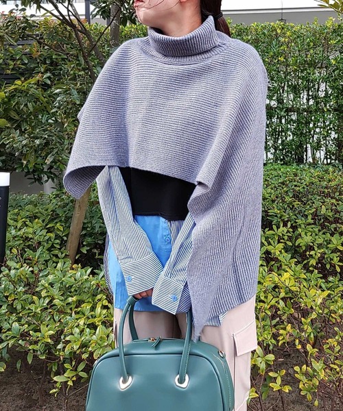 Q（キュー）の「アシメタートルケープ（ストール/ショール・レディース・グレー/ブラック・ONE SIZE）」の22枚目の写真