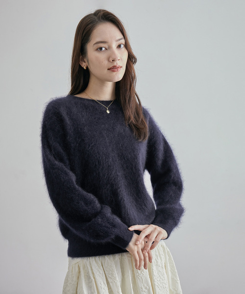 ROPE'（ロペ）の「【一部店舗限定】カシミヤ100％ クルーネックファーニット（ニット/セーター・レディース・ブラック/ネイビー・FREE）」の9枚目の写真