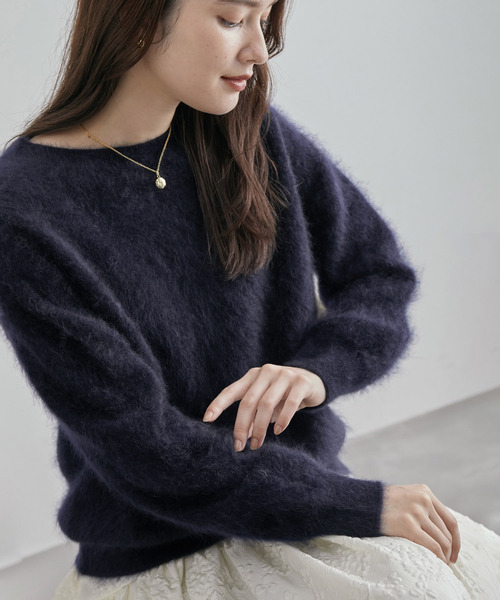 ROPE'（ロペ）の「【一部店舗限定】カシミヤ100％ クルーネックファーニット（ニット/セーター・レディース・ブラック/ネイビー・FREE）」の21枚目の写真