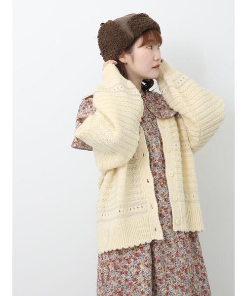 ehka sopo(エヘカソポ)の「ラメ混Vネックカーディガン(カーディガン/ボレロ・レディース・キナリ/グリーン/ピンク・F)」の15枚目の写真
