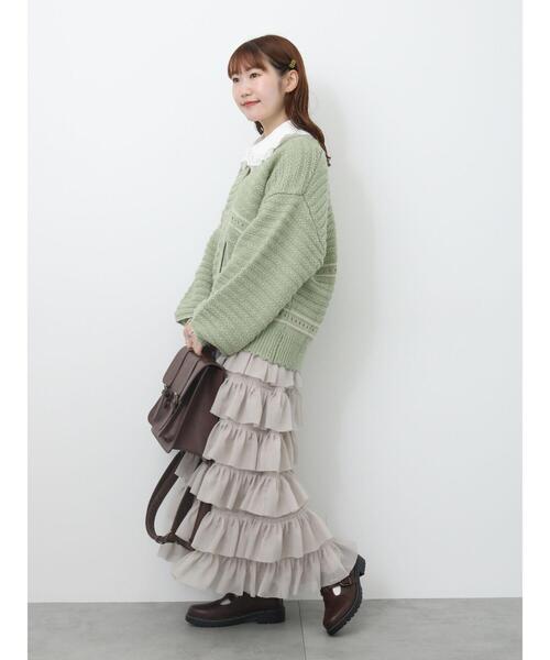 ehka sopo(エヘカソポ)の「ラメ混Vネックカーディガン(カーディガン/ボレロ・レディース・キナリ/グリーン/ピンク・F)」の22枚目の写真