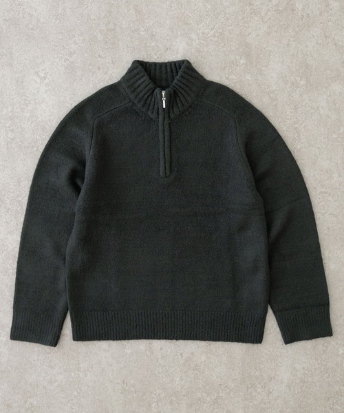 【セール】ブラッシュヤーンラグランハーフジップニット（ニット/セーター）｜BRICK & SONS（ブリックアンドサンズ）