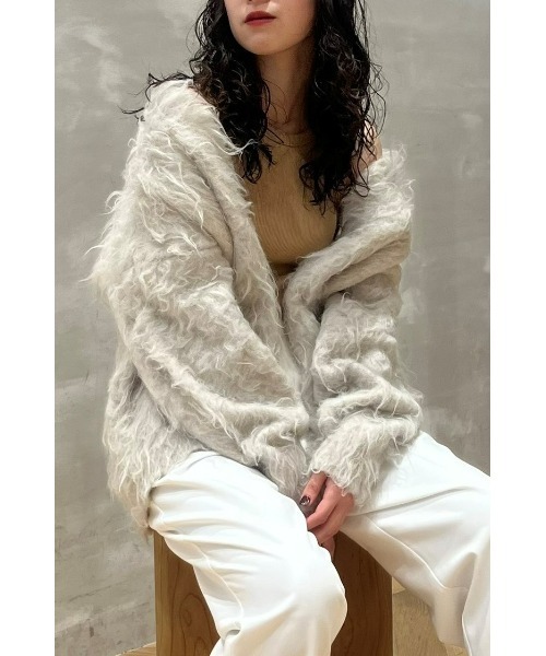 スタイルミキサー　ヘアリーニットカーディガン STYLEMIXER | ヘアリーカールクルーニットカーデ (カーディガン