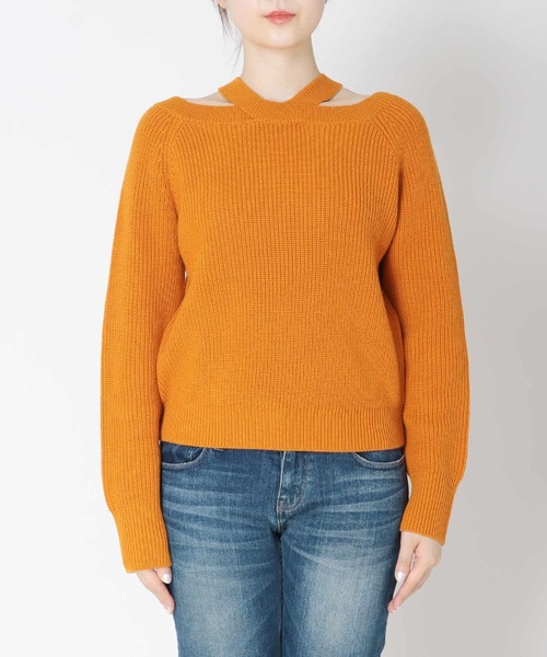 TITE IN THE STORE（ティテ　インザ　ストア）の「ウール混クロスネックニットプルオーバー（ニット/セーター・レディース・ピンク/ブラック/オレンジ・38）」の16枚目の写真