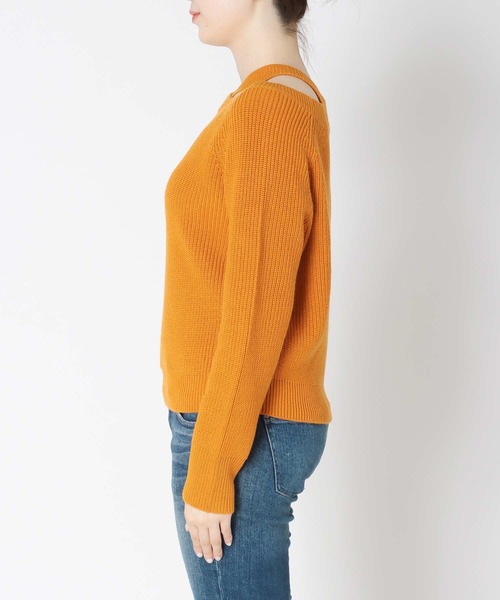 TITE IN THE STORE（ティテ　インザ　ストア）の「ウール混クロスネックニットプルオーバー（ニット/セーター・レディース・ピンク/ブラック/オレンジ・38）」の17枚目の写真