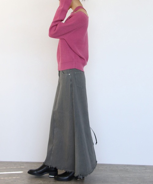 TITE IN THE STORE（ティテ　インザ　ストア）の「ウール混クロスネックニットプルオーバー（ニット/セーター・レディース・ピンク/ブラック/オレンジ・38）」の14枚目の写真