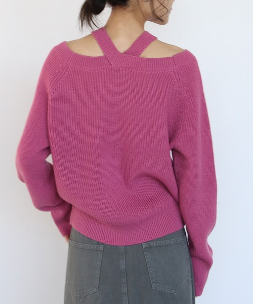 TITE IN THE STORE（ティテ　インザ　ストア）の「ウール混クロスネックニットプルオーバー（ニット/セーター・レディース・ピンク/ブラック/オレンジ・38）」の15枚目の写真