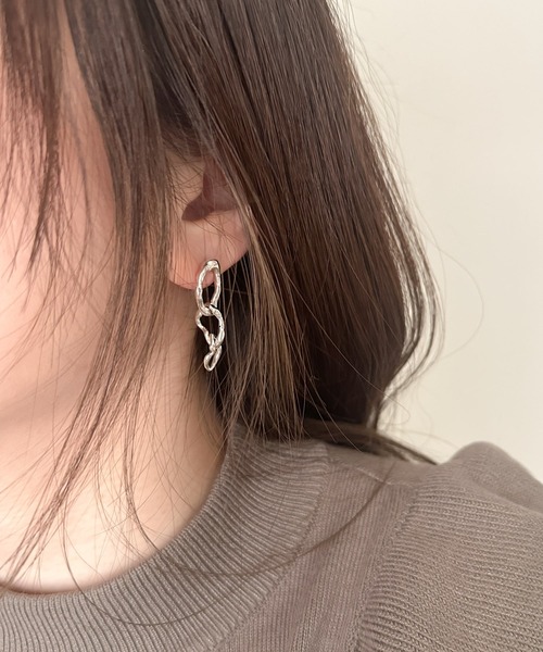 THEATER シアター ディストーションチェーンデザインシルバーキャッチピアス（ピアス（両耳用））｜THEATER（シアター） 5,000円