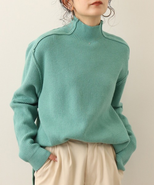 Chiaro（キアロ）の「chiaro リブモール調ニット（ニット/セーター・レディース・ラベンダー/グレー/アイボリー/エメラルド/ライム・40）」の4枚目の写真