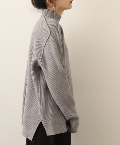 Chiaro（キアロ）の「chiaro リブモール調ニット（ニット/セーター・レディース・ラベンダー/グレー/アイボリー/エメラルド/ライム・40）」の16枚目の写真