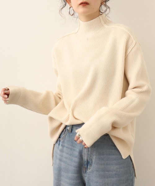 Chiaro（キアロ）の「chiaro リブモール調ニット（ニット/セーター・レディース・ラベンダー/グレー/アイボリー/エメラルド/ライム・40）」の9枚目の写真