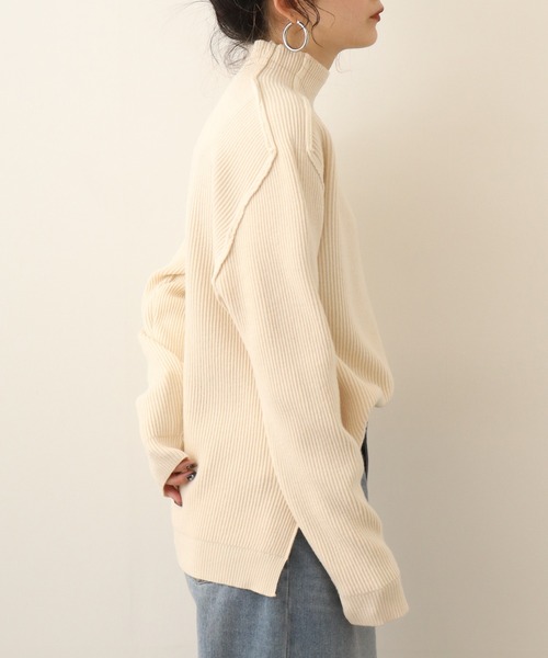 Chiaro（キアロ）の「chiaro リブモール調ニット（ニット/セーター・レディース・ラベンダー/グレー/アイボリー/エメラルド/ライム・40）」の10枚目の写真