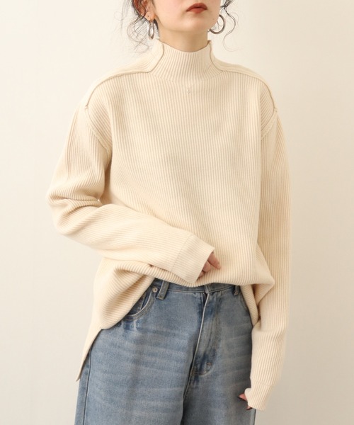 Chiaro（キアロ）の「chiaro リブモール調ニット（ニット/セーター・レディース・ラベンダー/グレー/アイボリー/エメラルド/ライム・40）」の8枚目の写真