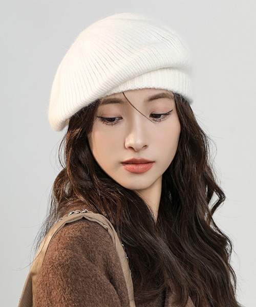 Miniministore（ミニミニストア）の「ニットベレー帽 レディース リブ編み（ニットキャップ/ビーニー・レディース・ライトブラウン/ラベンダー/ブラック/グレー/ホワイト/ベージュ・フリー）」の2枚目の写真