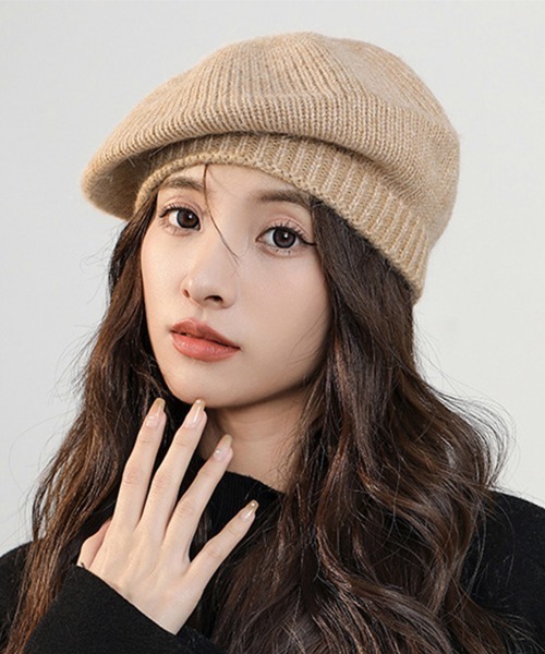 Miniministore（ミニミニストア）の「ニットベレー帽 レディース リブ編み（ニットキャップ/ビーニー・レディース・ライトブラウン/ラベンダー/ブラック/グレー/ホワイト/ベージュ・フリー）」の5枚目の写真
