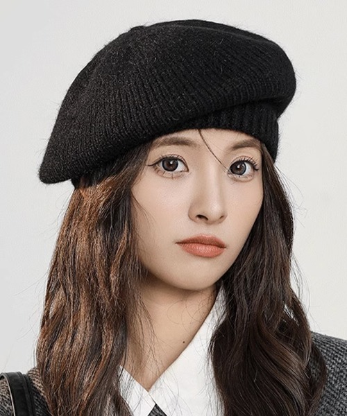 Miniministore（ミニミニストア）の「ニットベレー帽 レディース リブ編み（ニットキャップ/ビーニー・レディース・ライトブラウン/ラベンダー/ブラック/グレー/ホワイト/ベージュ・フリー）」の3枚目の写真