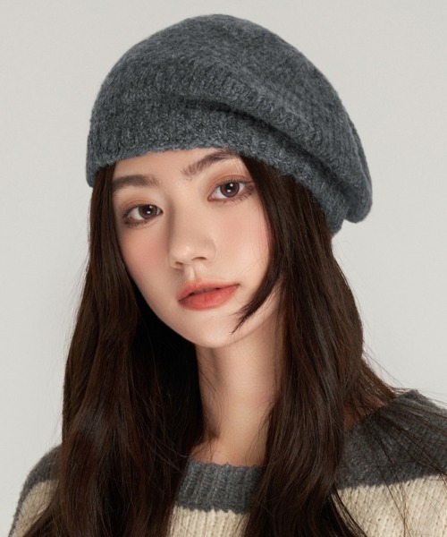 Miniministore（ミニミニストア）の「ニットベレー帽 レディース リブ編み（ニットキャップ/ビーニー・レディース・ライトブラウン/ラベンダー/ブラック/グレー/ホワイト/ベージュ・フリー）」の9枚目の写真