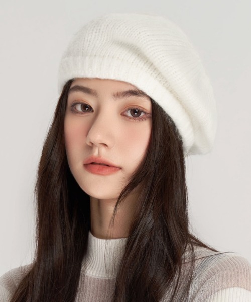Miniministore（ミニミニストア）の「ニットベレー帽 レディース リブ編み（ニットキャップ/ビーニー・レディース・ライトブラウン/ラベンダー/ブラック/グレー/ホワイト/ベージュ・フリー）」の10枚目の写真