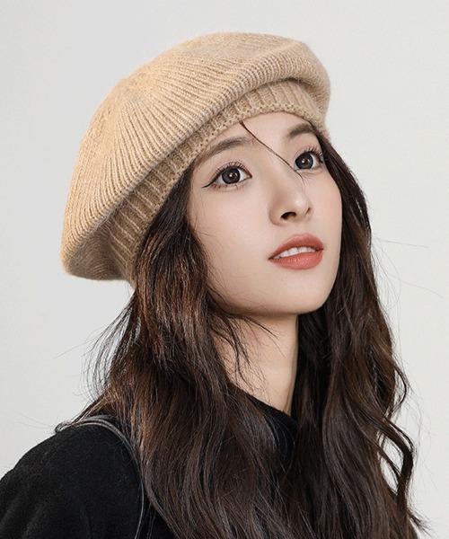 Miniministore（ミニミニストア）の「ニットベレー帽 レディース リブ編み（ニットキャップ/ビーニー・レディース・ライトブラウン/ラベンダー/ブラック/グレー/ホワイト/ベージュ・フリー）」の13枚目の写真