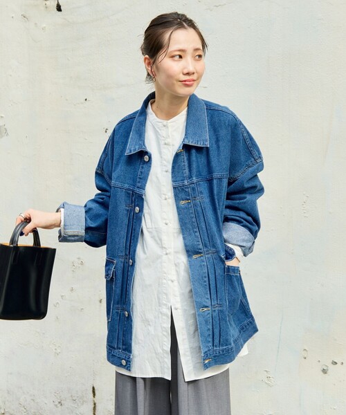 FREAK'S STORE(フリークスストア)の「WEB限定 ビッグシルエット デニムジャケット(デニムジャケット・レディース・ブルー/グレー/ブラック/ネイビー・フリ-)」の19枚目の写真