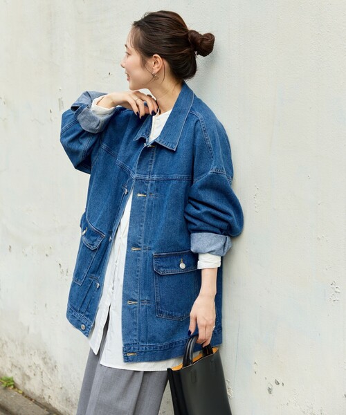 FREAK'S STORE(フリークスストア)の「WEB限定 ビッグシルエット デニムジャケット(デニムジャケット・レディース・ブルー/グレー/ブラック/ネイビー・フリ-)」の21枚目の写真