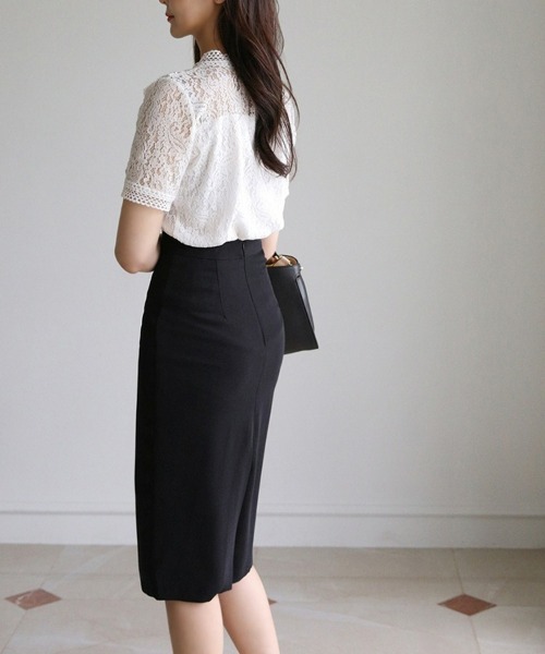 SEU(エスイーユー)の「総レースレディトップス 半袖ブラウス オフィスカジュアル サマー シアートップス【オフィスカジュアル】【きれいめカジュアル】(シャツ/ブラウス・レディース・ピンク/ベージュ/ブラック/ホワイト・フリー)」の14枚目の写真