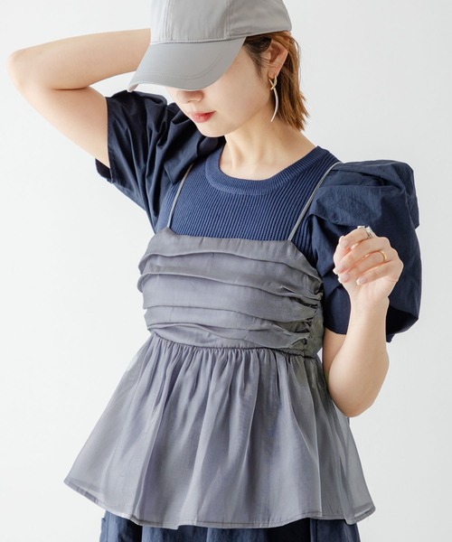 rectangle（レクタングル）の「オーガンジーペプラムキャミソール（キャミソール・レディース・グレー/ベージュ・FREE）」の2枚目の写真