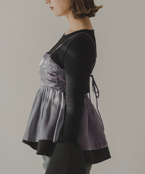 rectangle（レクタングル）の「オーガンジーペプラムキャミソール（キャミソール・レディース・グレー/ベージュ・FREE）」の12枚目の写真