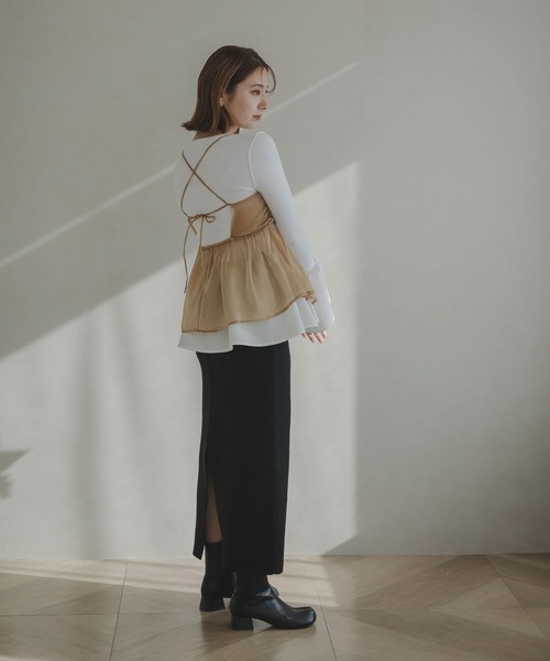 rectangle（レクタングル）の「オーガンジーペプラムキャミソール（キャミソール・レディース・グレー/ベージュ・FREE）」の15枚目の写真